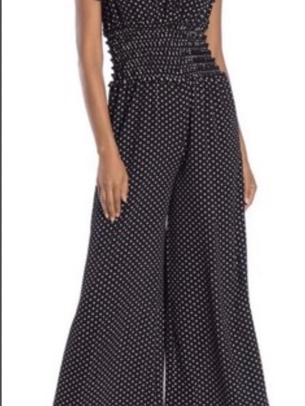 Max Studio Polka Dot Wide-Leg Jumpsuit - Navy